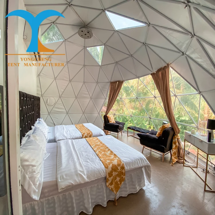 Prefab Transparent Hotel Domes Glamping Geodesic Dome House Tent For Sale With Bathroom Cabin