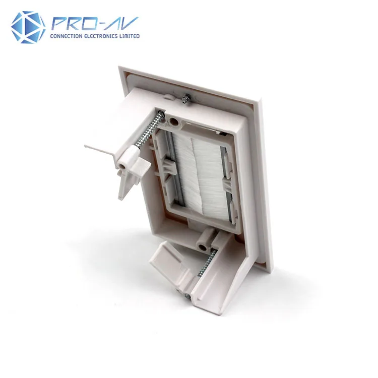 1 Gang Brush Wall Plate Cable Pass Through Insert Switch Device Wall Mount Plate Brush wall plate, two-piece