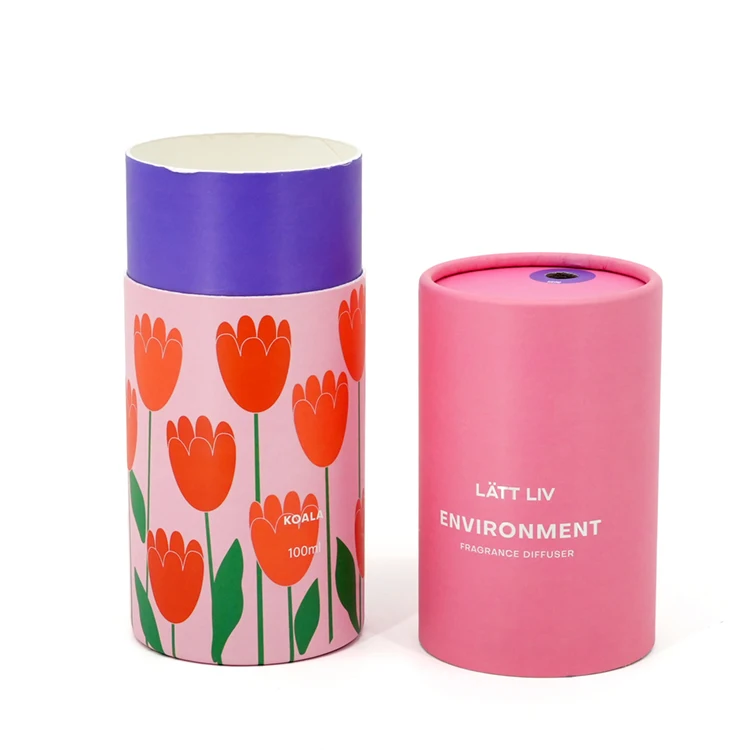 Recyclable Pink 60X80Mm 100Ml Craft Matte Round Cylinder Essential Oil Lipstick Cosmetic Bottle Packaging Paper Tube