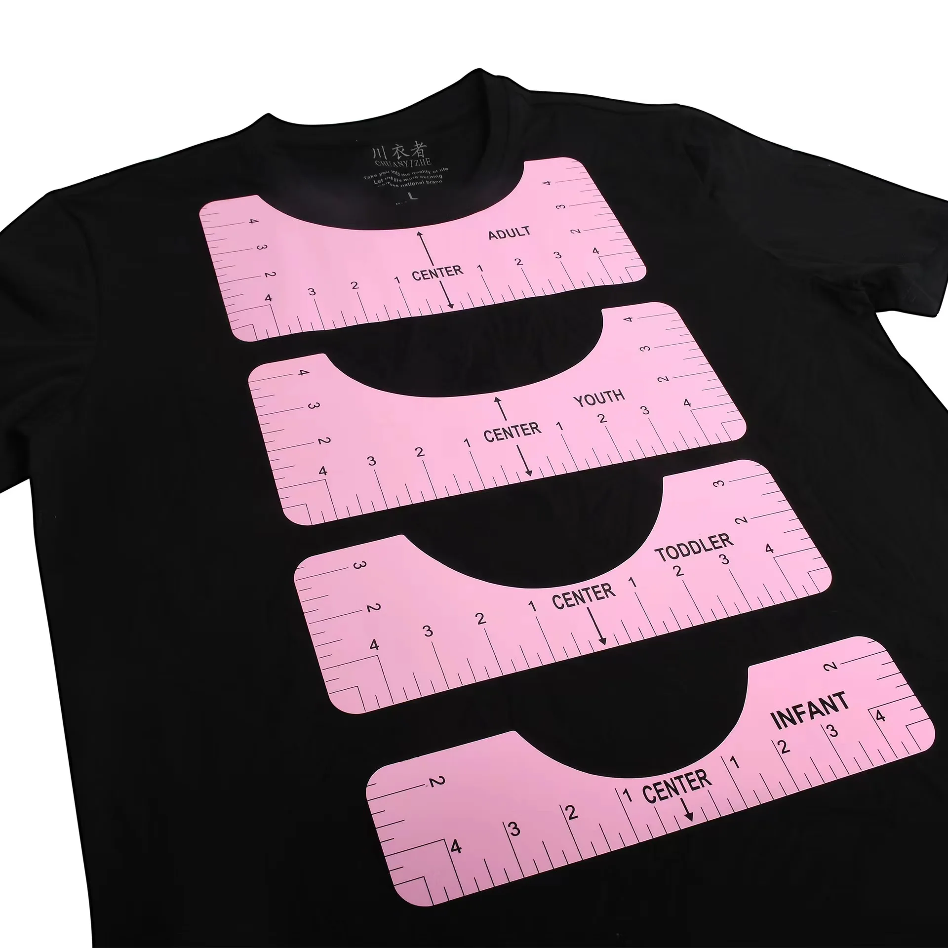 4 Sizes Acrylic Portable Round Neck Calibration Tool White PVC Ruler Guide T shirt Alignment Tool Placement Guide Ruler