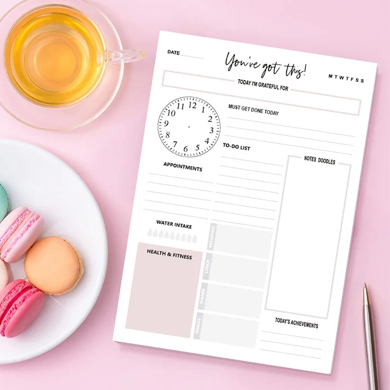 High Quality Daily Tear-off Simple Style Note Book Self-discipline Schedule Time Management Program Message Sheet