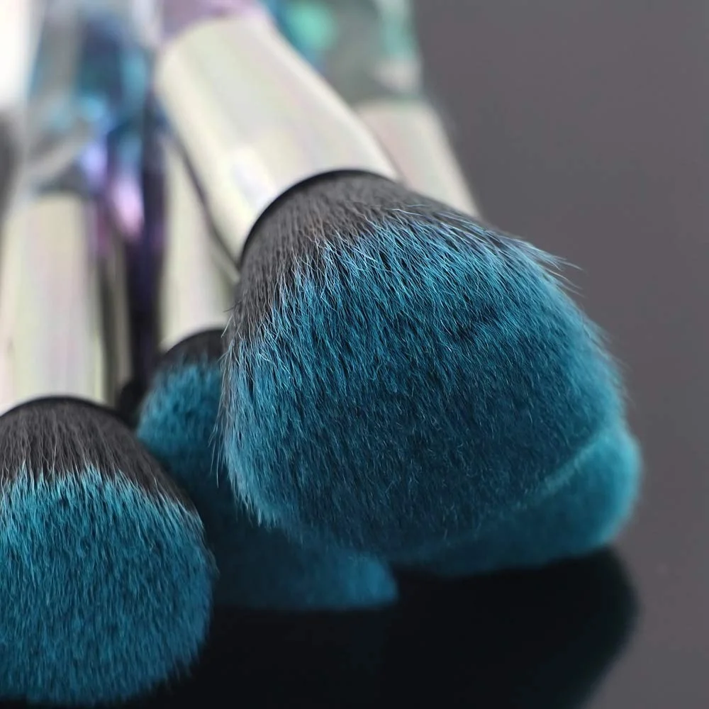 Cute crystal bling clear handle 10 pcs professional makeup brush set