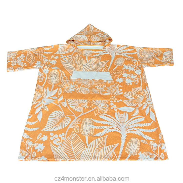 microfiber custom print adult hood beach robe towel microfibre surf poncho towel