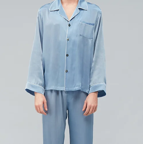 2022 wholesale Romantic 100% natural Silk Pajamas For Couples long sleeves and pants