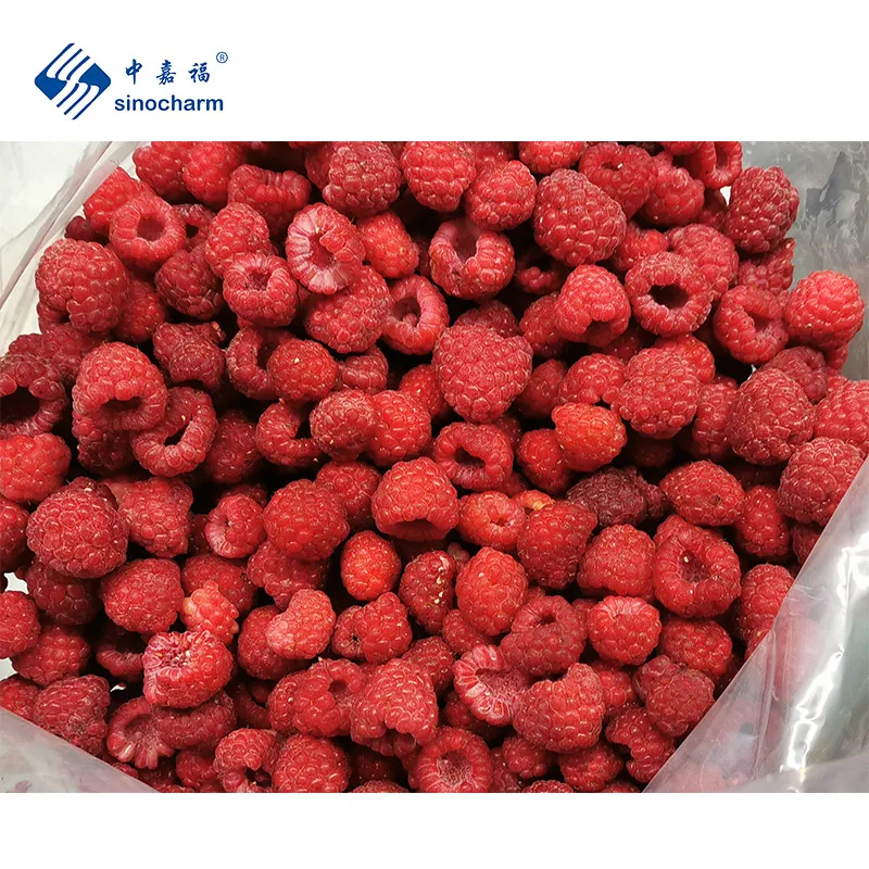 Sinocharm BRC A approved IQF Raspberry Factory Price Sweet Taste 90% Whole Red Frozen Raspberry for Sale