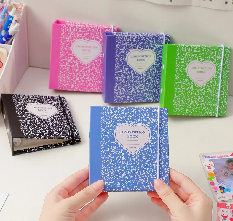 1' 2' 3' inch glue bound 3 ring binder mini instax photo album with elastic band