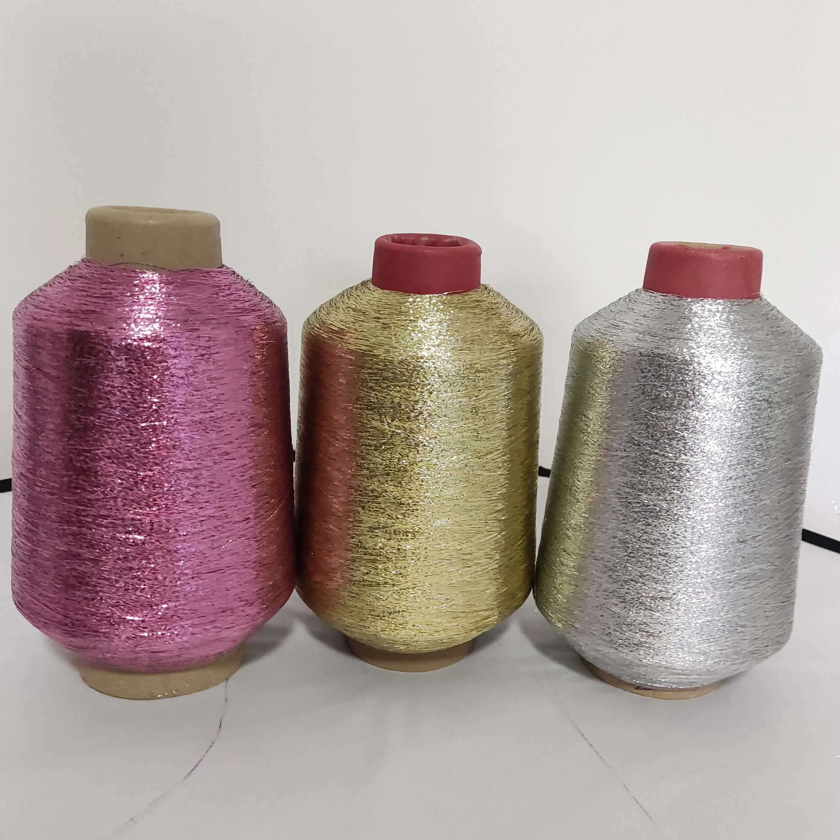 MX type metallic yarn Embroidery Thread 12 mic polyester/nylon Metallic Silver And Golden  metallic yarn manufacturer