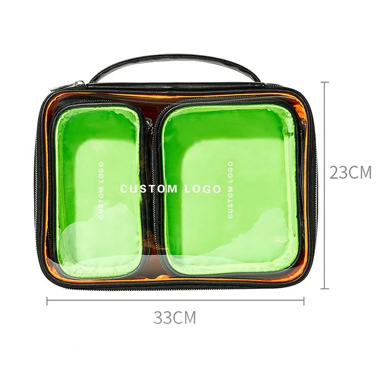 2024 Travel Portable Desktop Storage Cosmetic Cases New Product Recycled Material Hard Case Full Emerald Green Makeup Bag Set