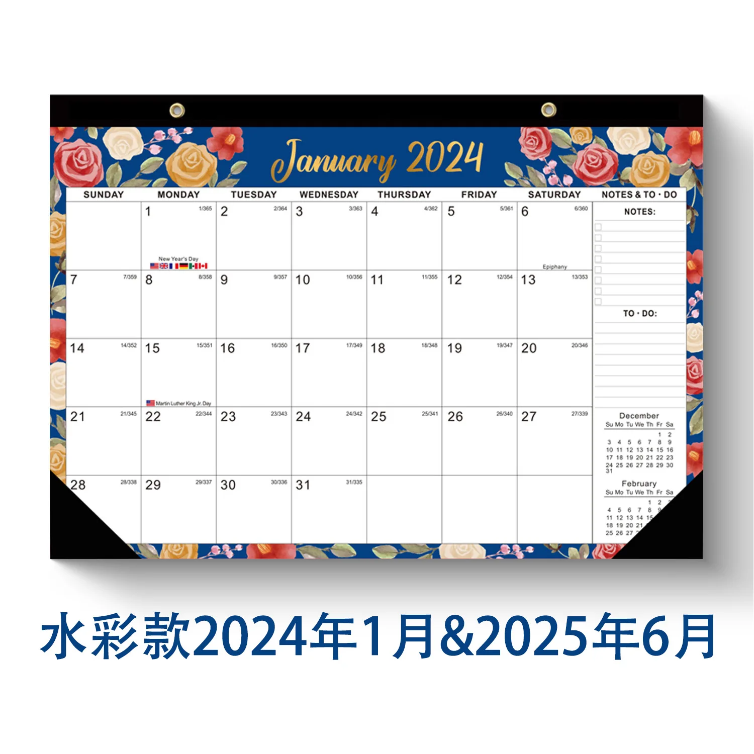 2024-2025 English wall calendar countdown desk calendar Simple creative desk organizer calendar customizable