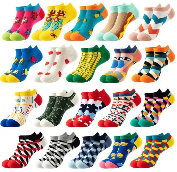 Модные и модные классные Красочные Необычные носки с низким вырезом короткие для женщин