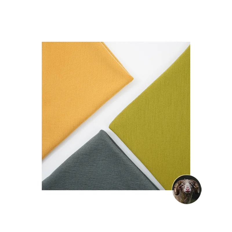 Solarwool Factory Custom Wholesale Solid Color Interlock Knitted Merino Wool Fabric