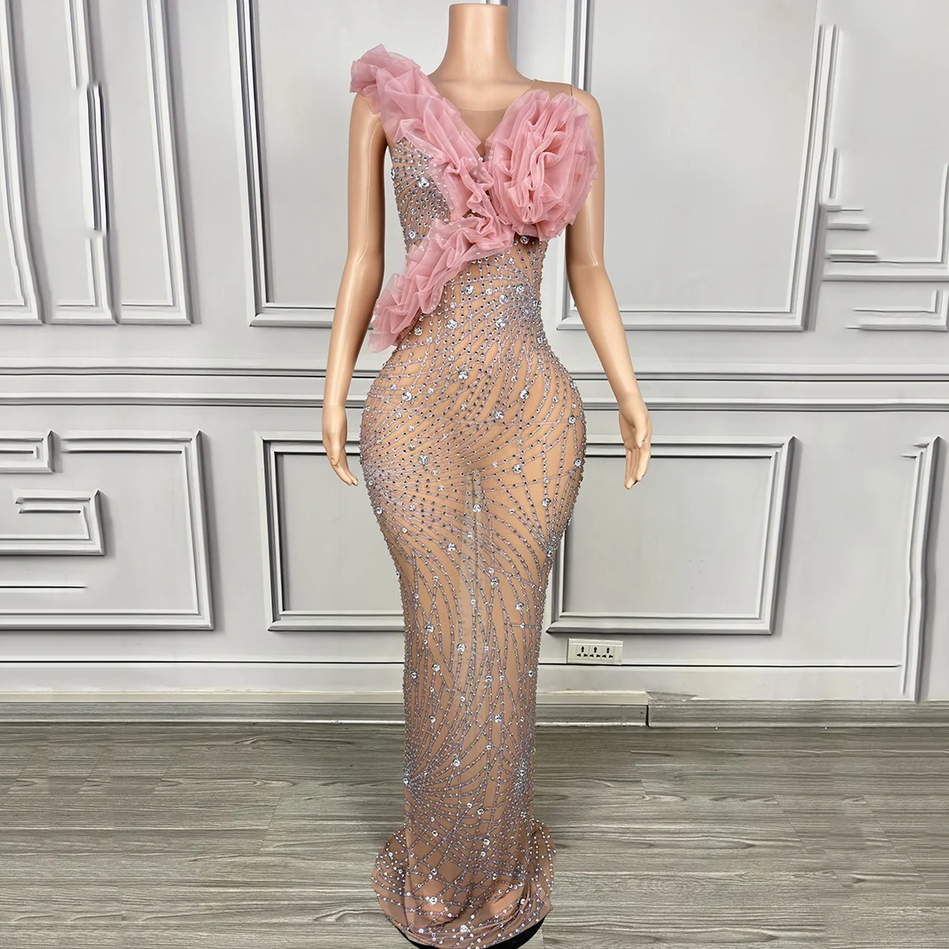 Novance Y3976 Clothing Wholesale Vendors Party Dresses Women Evening Elegance Ball Gown With Flowers Diamond Long Dress