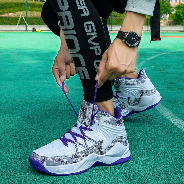 Fashion High-top Tide Shoes Rubber Outsole Non-slip Basketball Shoes Youth Lightweight Sports Shoes