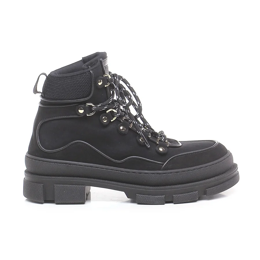 Cool and Fashion Street Hiking Sportive Genuine Leather Women Flat Boots Shoes