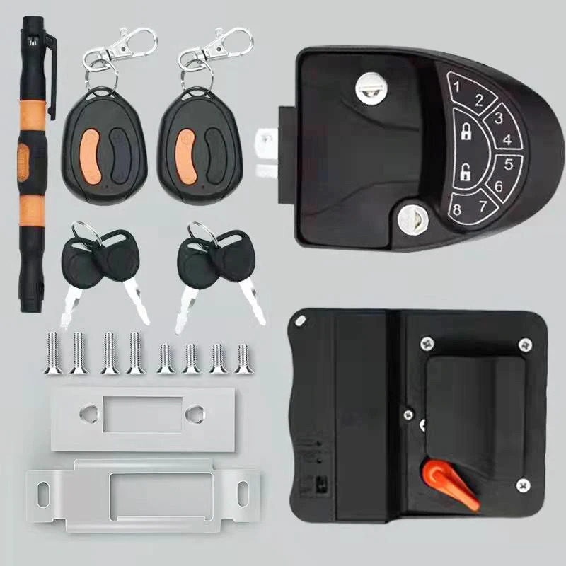 RV Lock Keyless Entry Door Handle Latch Trailer Camper RV Door Lock Replacement With Knob Deadbolt 2 Key Fobs
