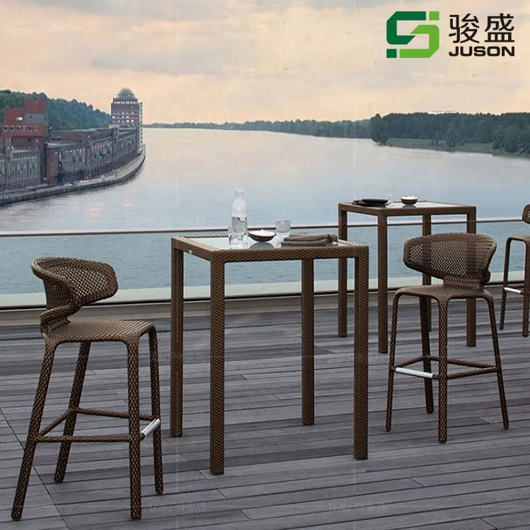
garden outdoor wicker bar set chair and table patio bar furniture rattan bar stool 