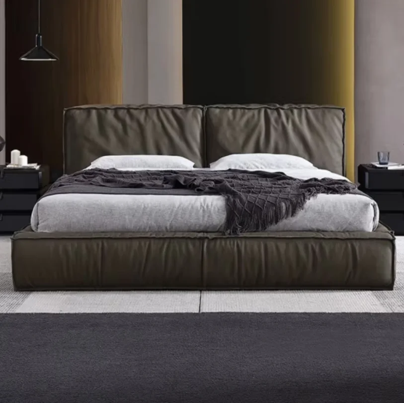 Home Furniture Bedroom Sets Standard Size Leather Upsheathed Beds Luxury Beds