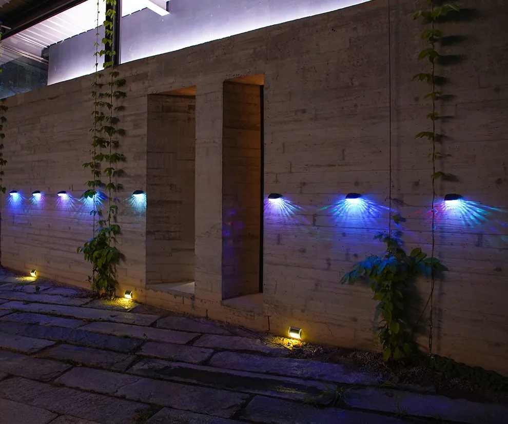 Decorative Super Bright Solar Fence Lights Warm White /7 Color Changing Long Battery Life Sturdy & Long-lasting Led Deck Lights