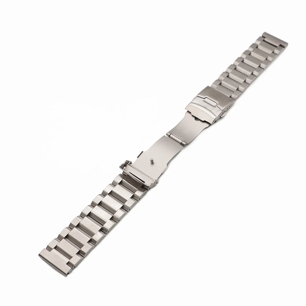 JUELONG 20 22 mm Three-bead Stainless Steel Watch Strap Metal Watch Band With Double Snap Buckles Black Rose Gold Blue