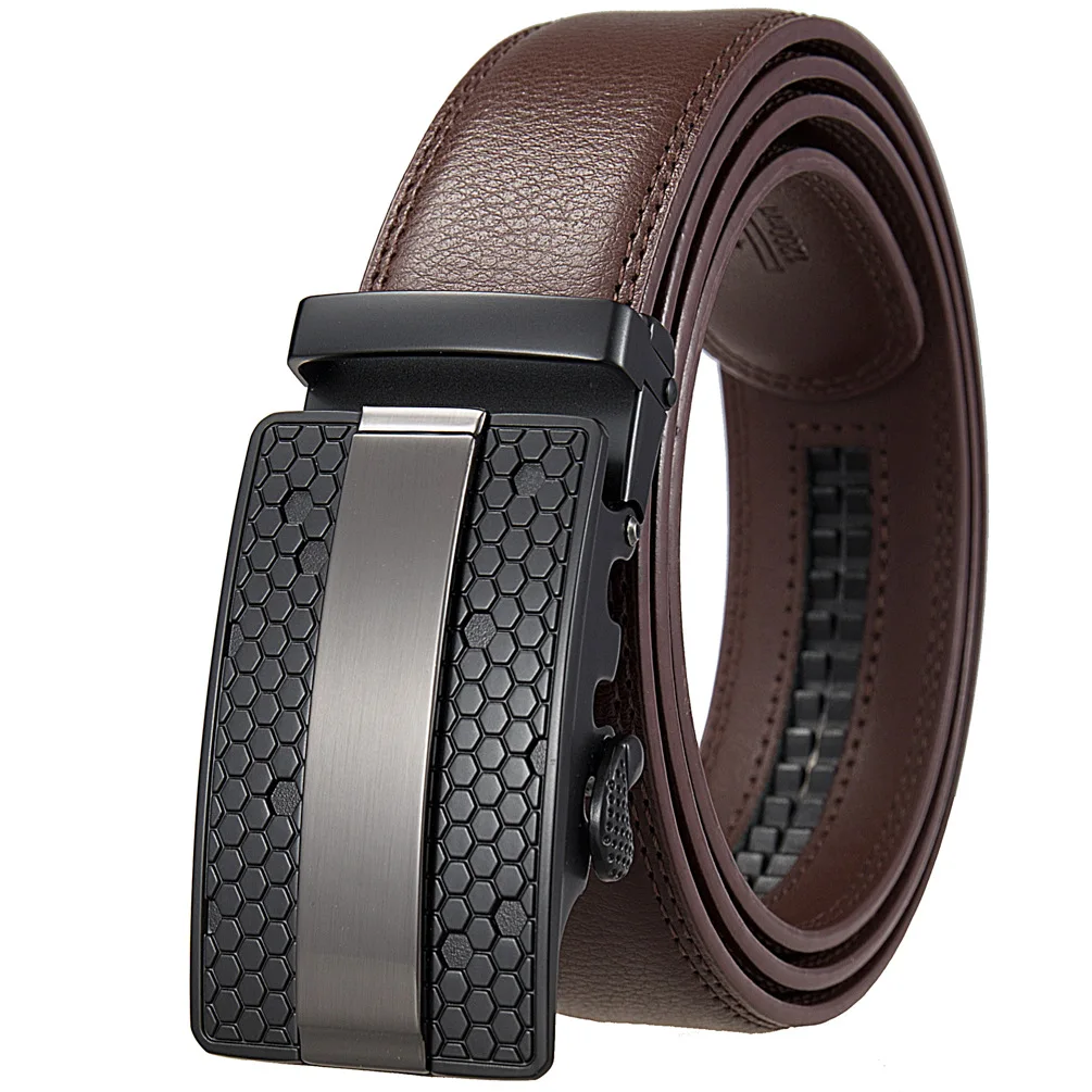 Factory OEM Brand Custom Mens Automatic Cowhide Leather Belts Leisure Fashion Ratchet Belt For Men Pants Waistband