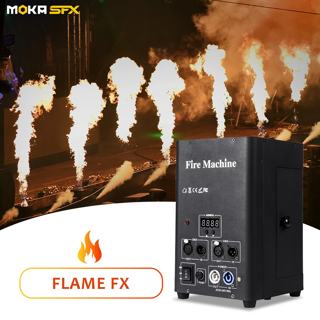 MOKA SFX Fire Machine DMX Jet Flame Thrower Flame Safe Channel for Outdoor Indoor Stage DJ Disco Party Bar Show