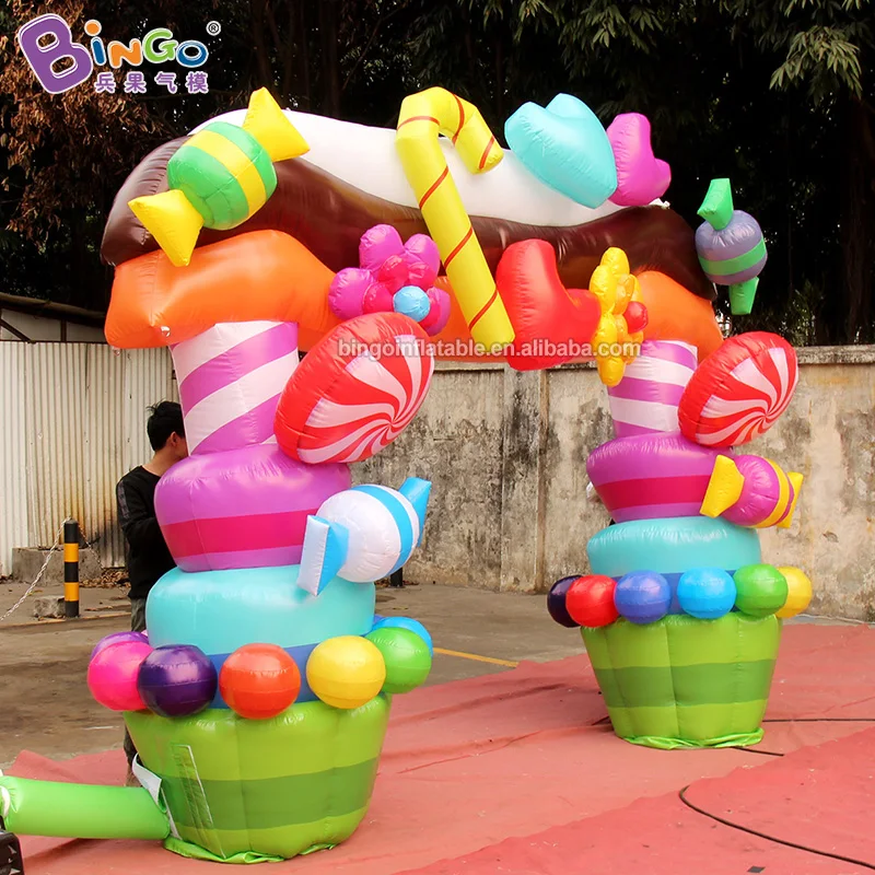 Custom made 4x3 meters inflatable candy arch for decoration fancy sweet archway balloon for sale