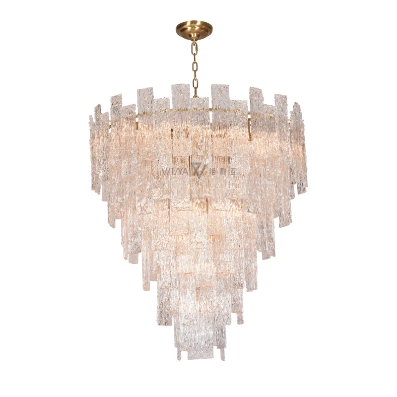 Classic Brass Luxury Handmade Glass Round Chandelier