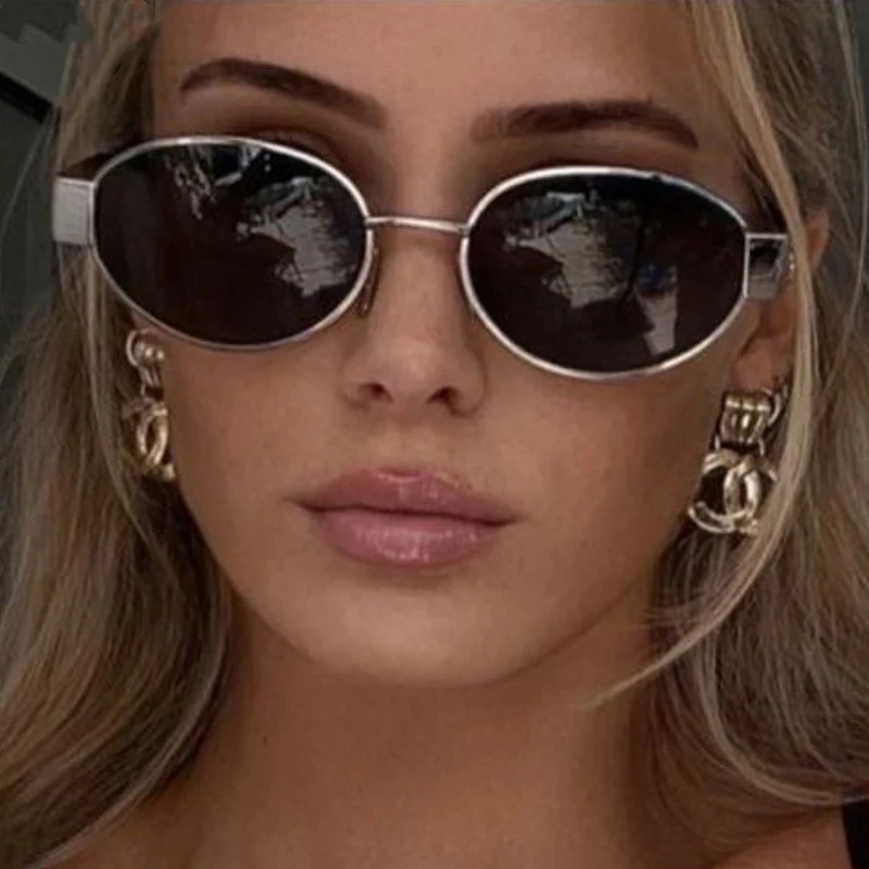 Oval Punk Sunglasses Women 2024 New Luxury Brand Metal Frame Sun Glasses For Men Classic Vintage Steampunk Eyewear Shades UV400