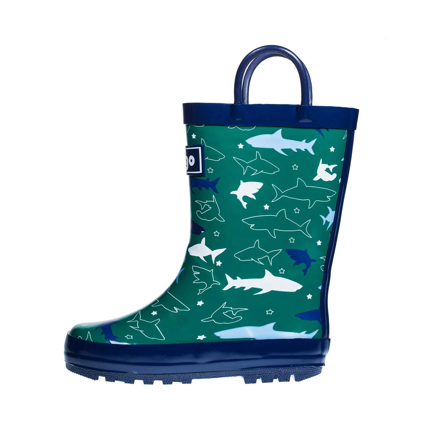2024 Hot Selling Green Sharks Rubber Rain Boots for Kids