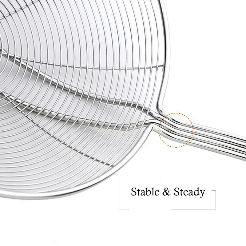 Eco Friendly Food Service Kitchen Accessories Frying Stainless Steel Skimmer Mesh Strainers Fine Filter Sifters Colanders