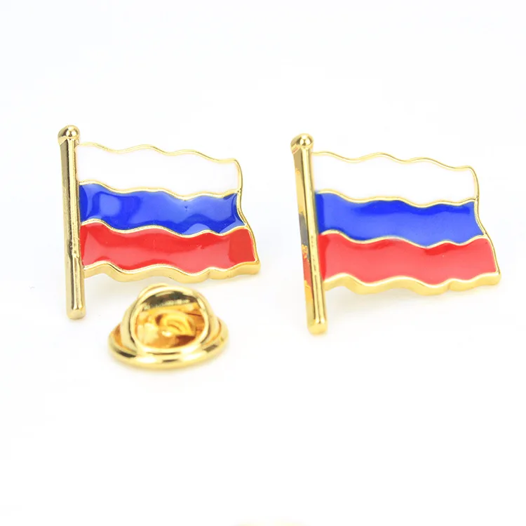 Hot Selling High Quality Factory Price Russia Flag Enamel Pin Art Badges Brooch Cute Hard Enamel Lapel Pin