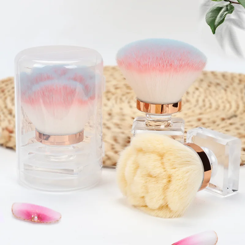 Destly Crytral Nail dust brush luxury powder Nail brush Face Eye Diamond Rhinestone Makeup Brush Rose Head