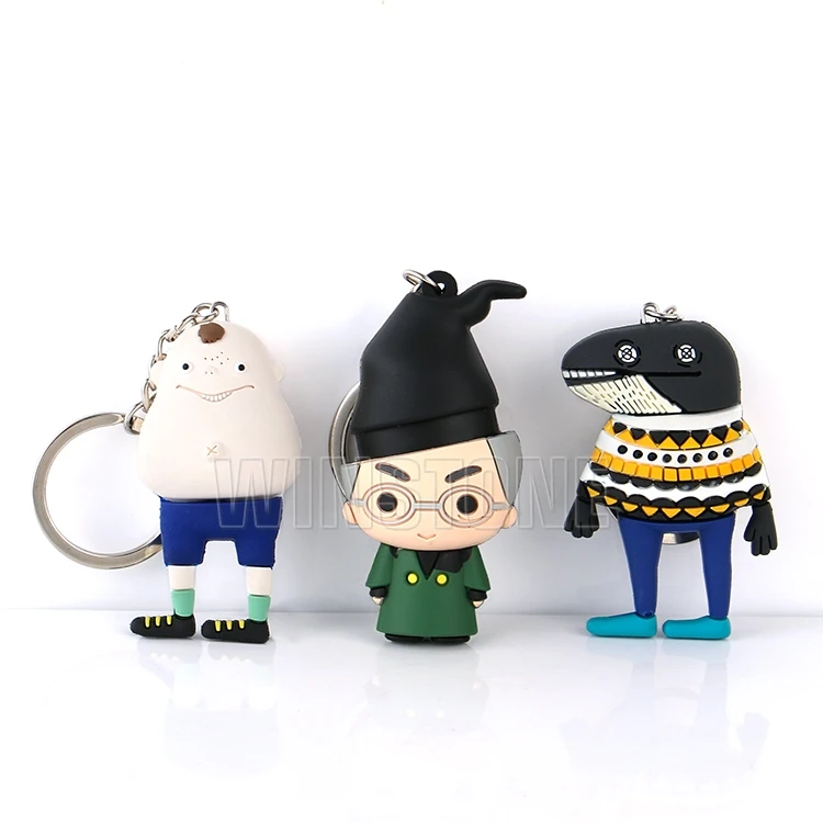 Custom 3D Soft PVC Figure Toys Cute Dustbin Keychain