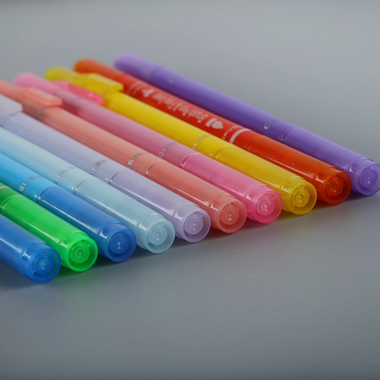 Plastic Hard Boxes Pack 12 color dual tip marker pens, art water color pen set