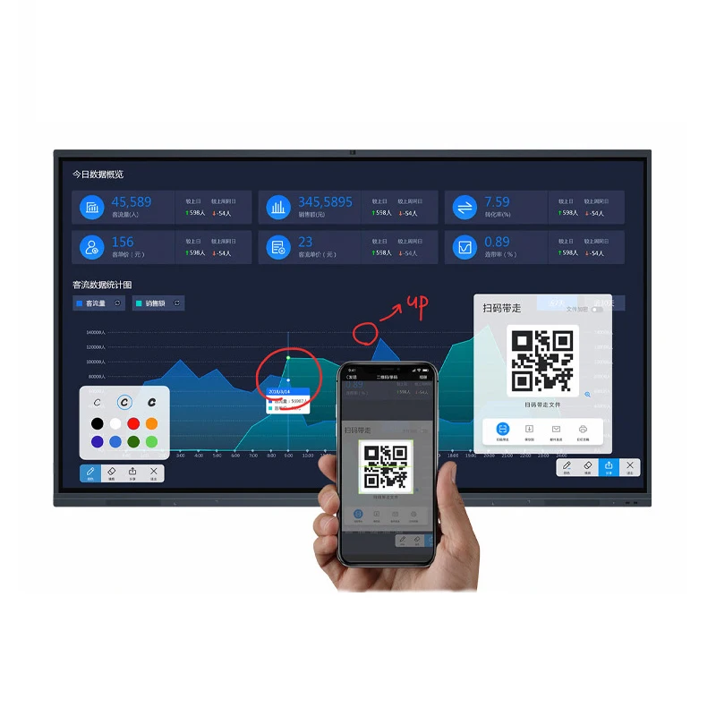 VETO 55 65 75 86 98 inch dual system LCD interactive flat panel mobile digital whiteboard smart board education