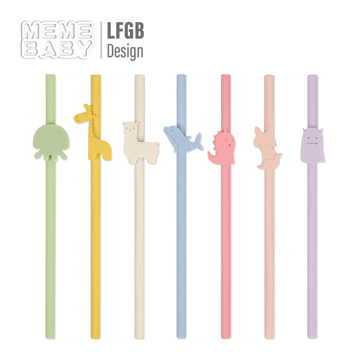 Long Baby Animal Silicone Drinking Straw Sustainable Eco Friendly products Cute Kids Silicone Straws