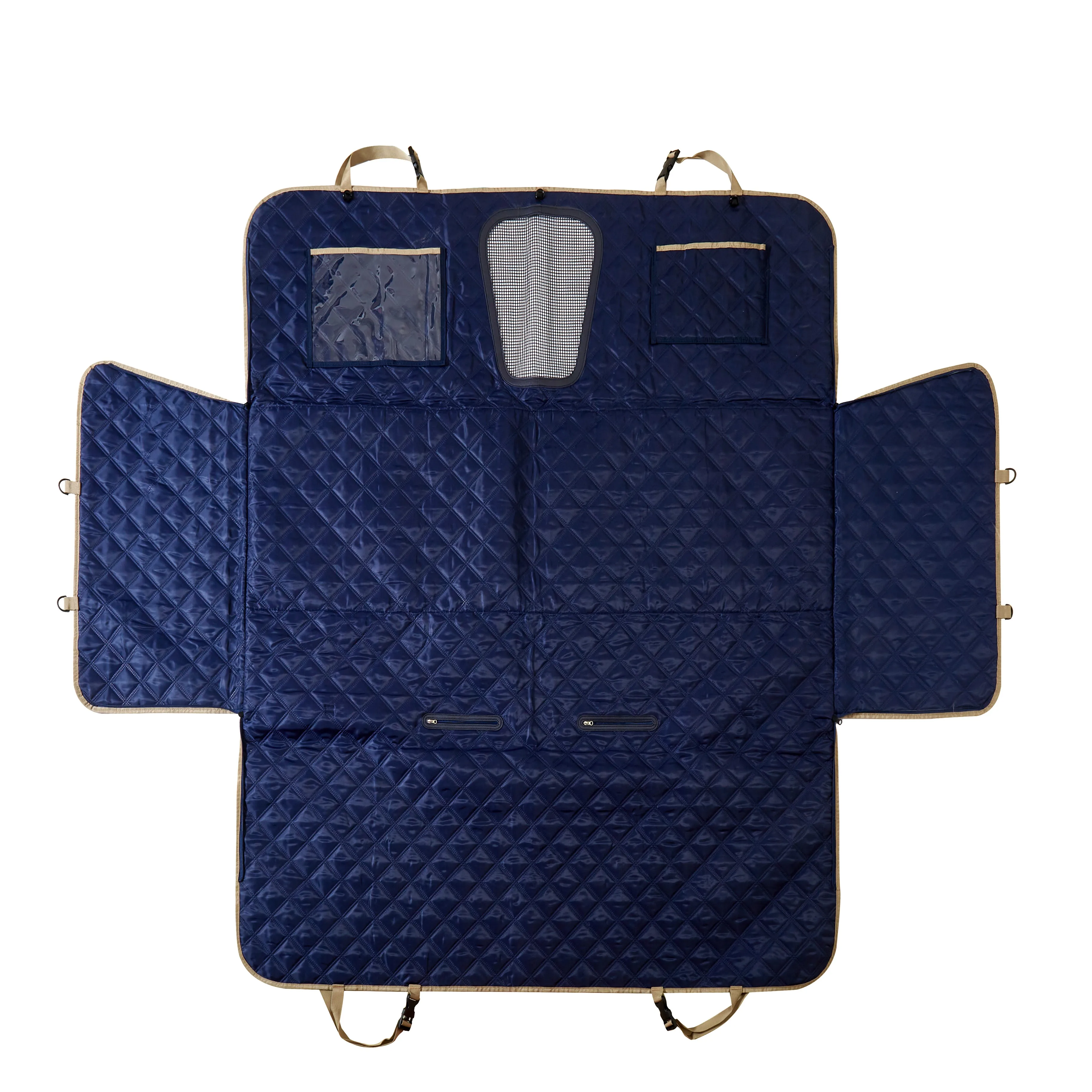 Wholesale gray black large width waterproof pet dog hammock hardbottom car rear seat cover for back seat