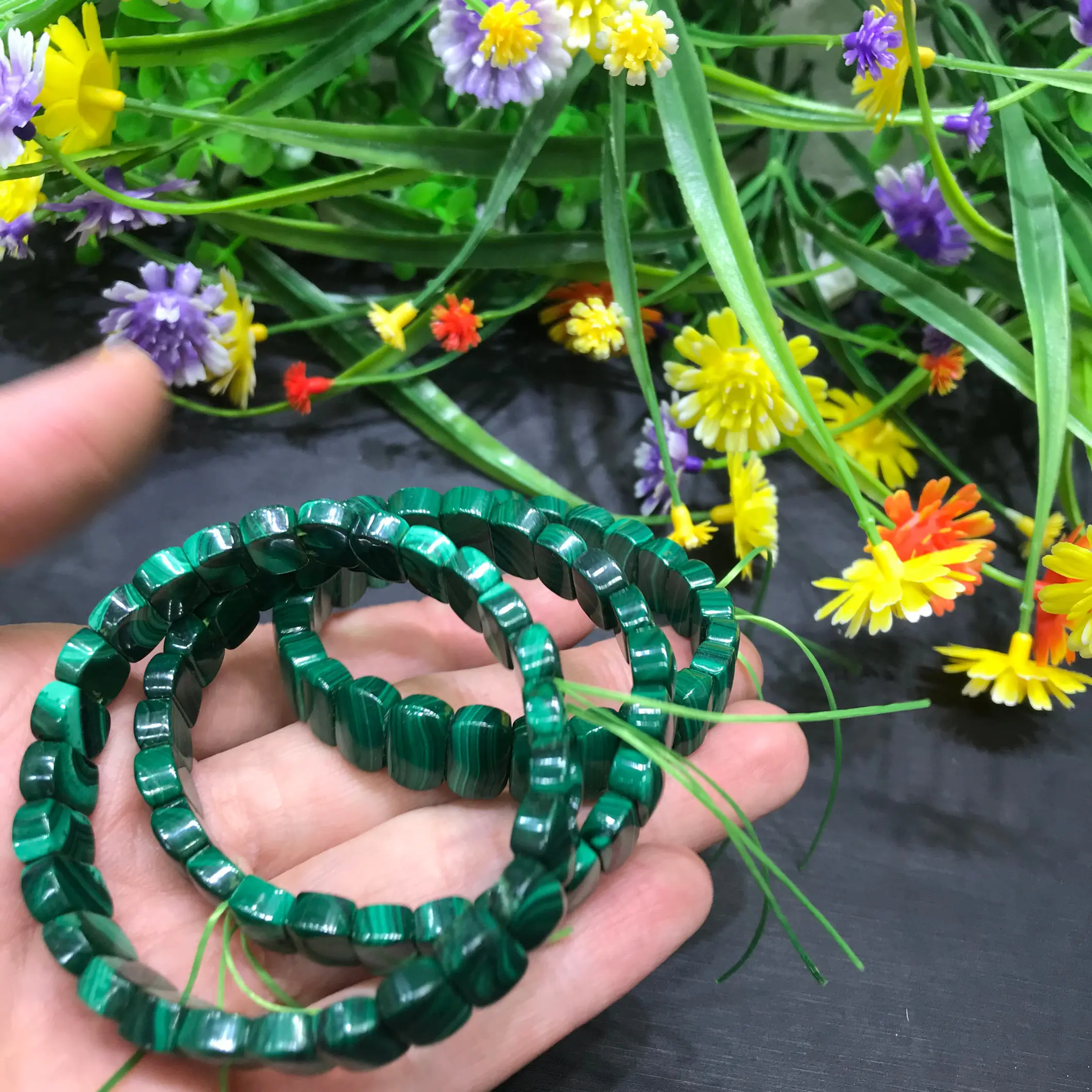 Natural High Quality Malachite Crystal Square Bracelet For Decoration