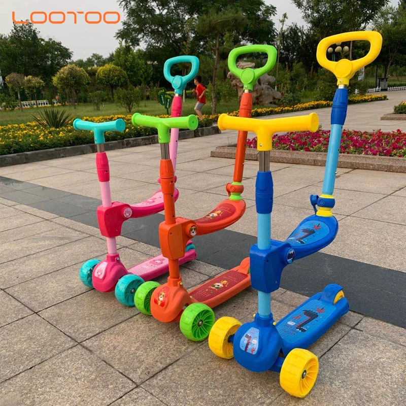 
New design cute cheap folding toys small mini funny foot kick three 3 wheels scooter children kids with flashing 