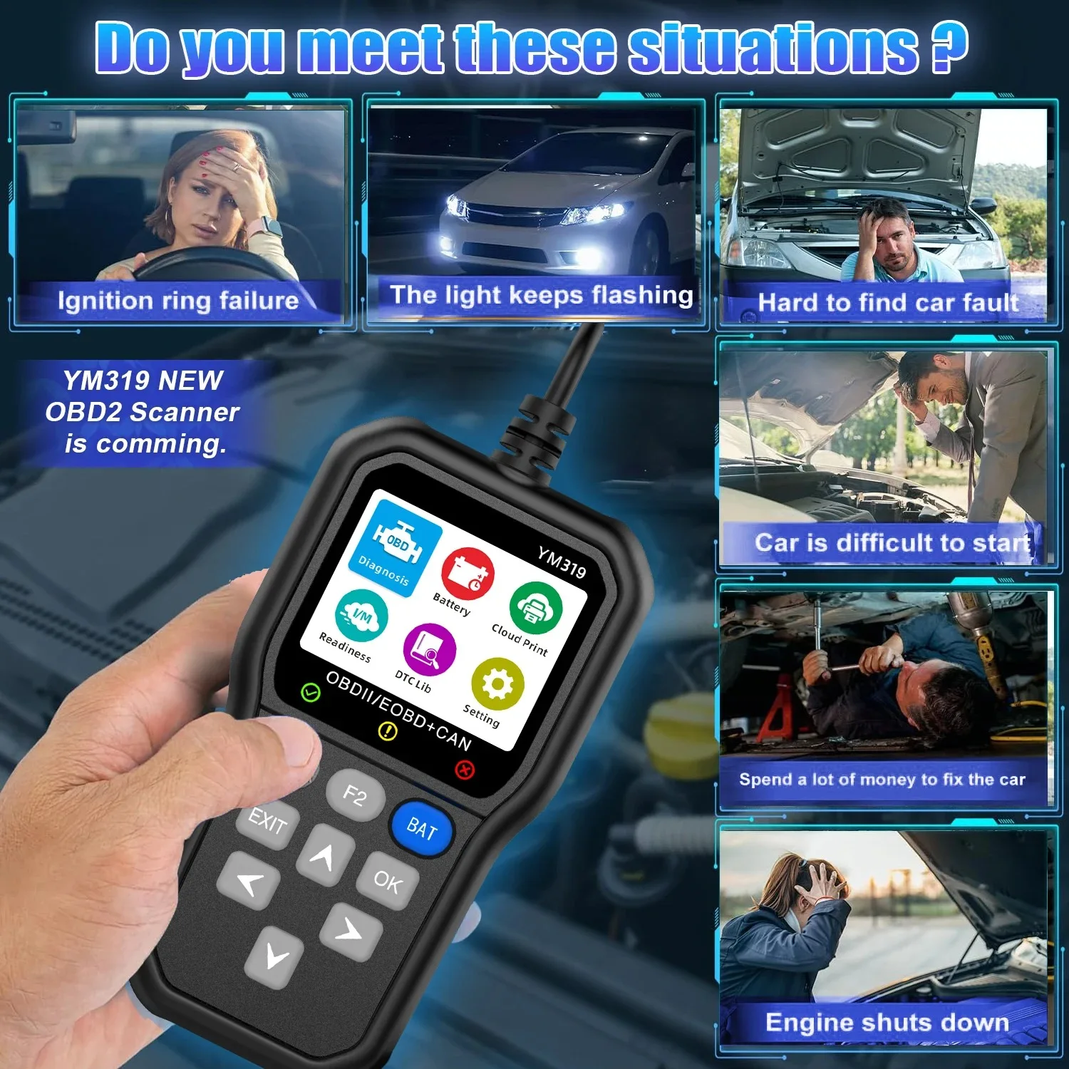 Lancol Handheld Car OBD2 Scanner Diagnostic Tool Essential Vehicle Diagnostic Software New Reader YM319