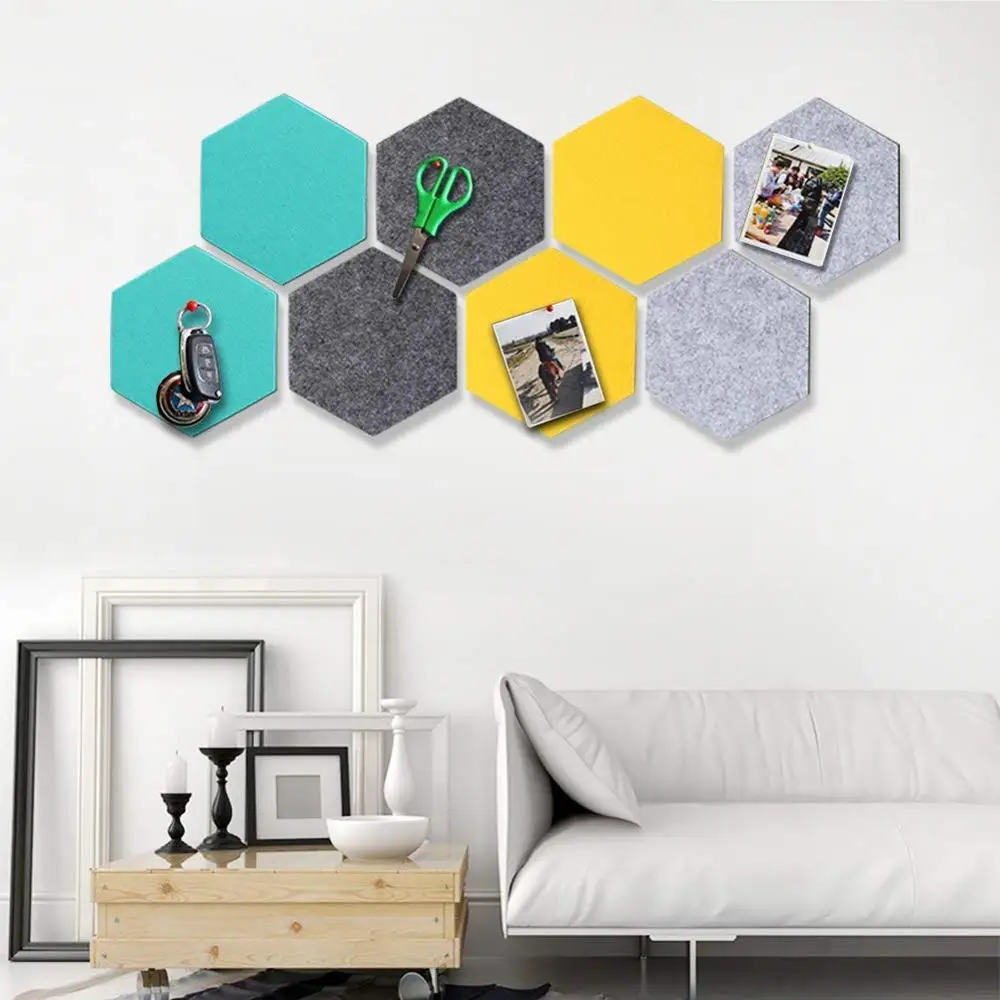 
Hexagon Felt Pin Board Self Adhesive Notice Bulletin Memo Photo Boards 