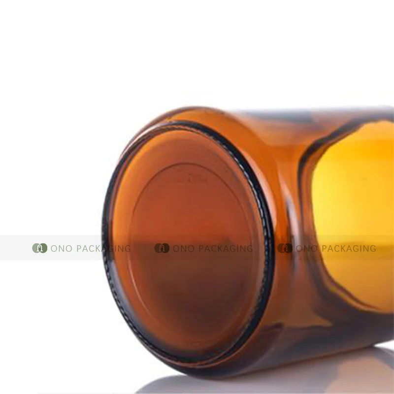 2 oz 4 oz 8 OZ amber color straight side glass candle jar with aluminum metal cap