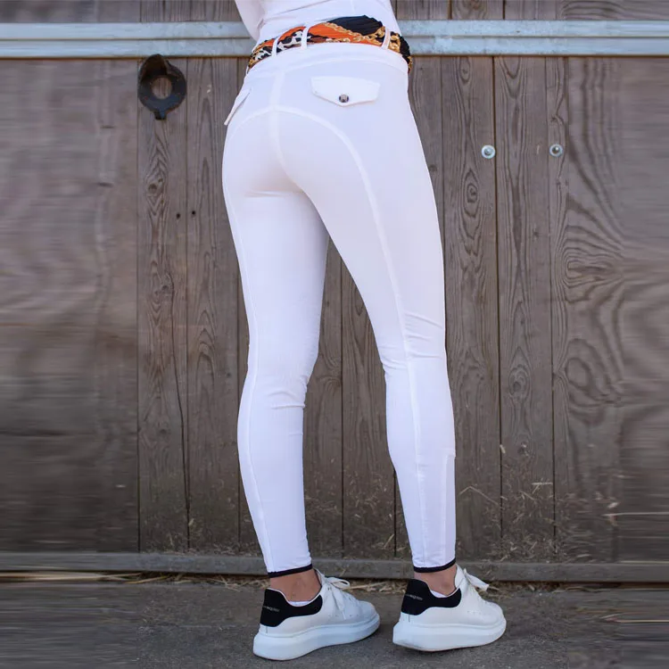 Equestrian Women Full Seat Silicone Riding Breeches Self Seat Knee Patch Jodhpurs