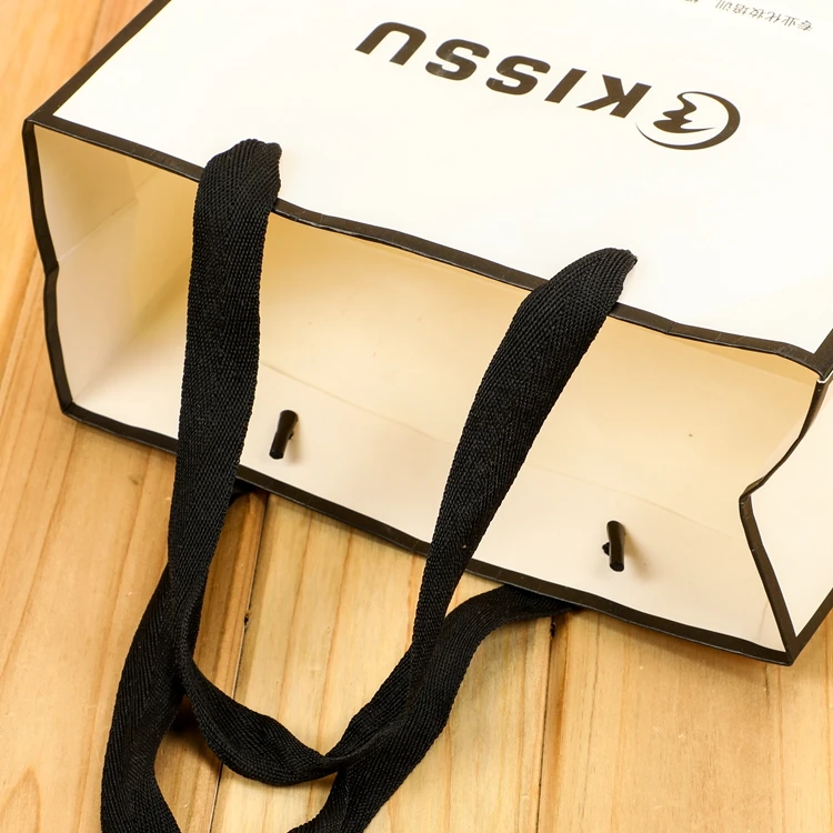 custom logo luxury white ivory card board art paper bag cardboard paper gift bag with handles