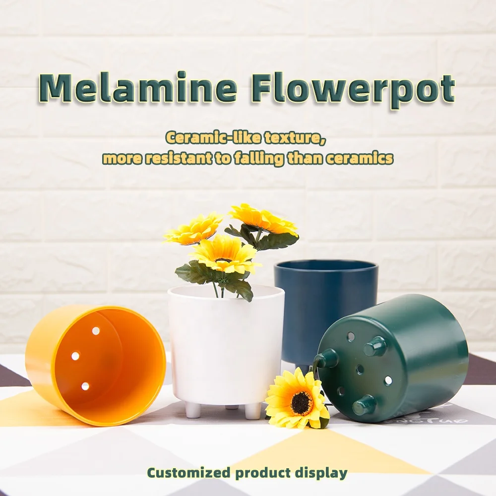 Wholesale White Melamine Plastic Flowerpot For Artificial Plants Decorations Bonsai Flowerpot