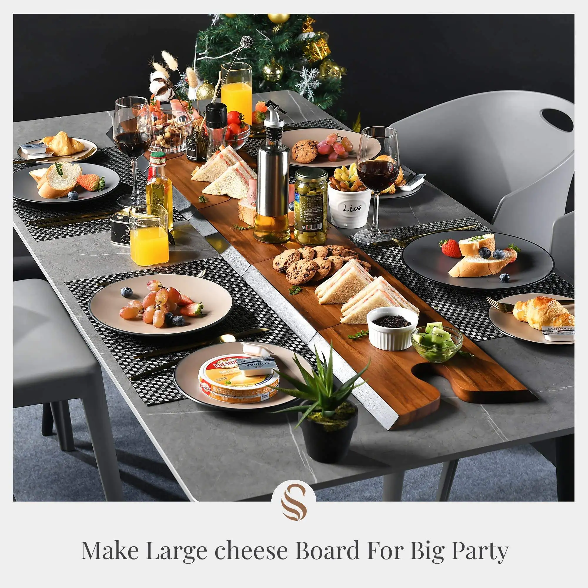 Wholesale  Bamboo Wood Serving Tray Set Counter Bread Cheese Vegetables Meats Premium Chopping Board wooden boards for cheeses
