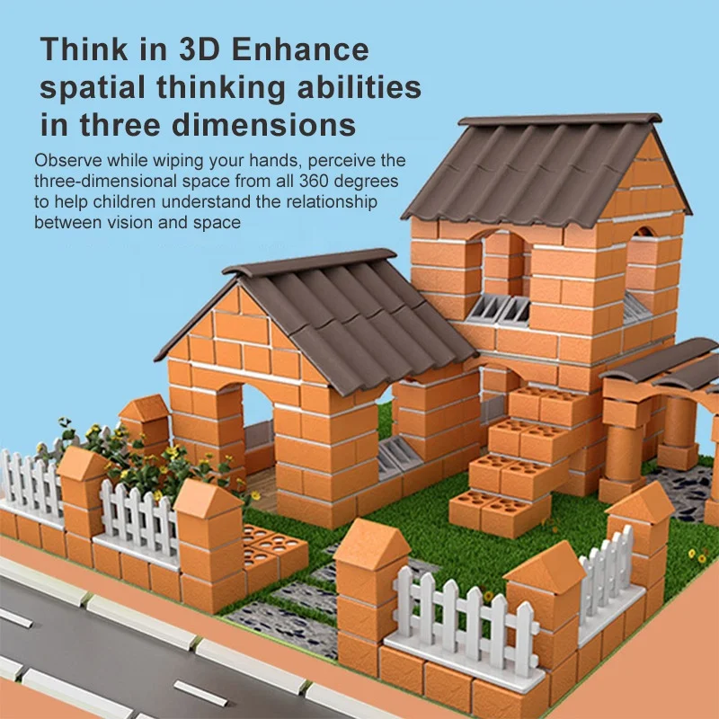 Educational Toy A Tiny Little Bricklayer DIY Cottage Building Villa Simulation Mini Brick Assembly Children House Building Toys