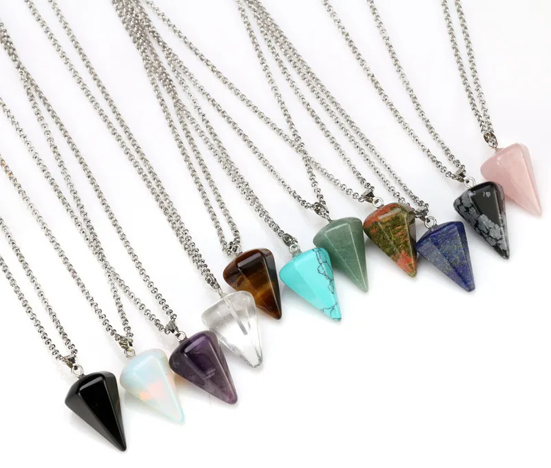 Manufacture Wholesale Hexagonal Cone Gemstone Necklace Semi Precious Stone