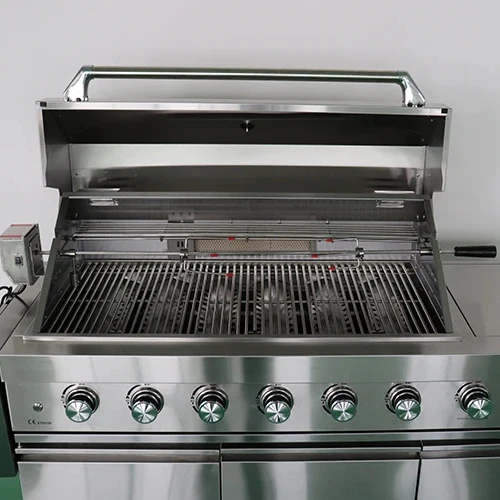 6 Burner LPG NG Gas Grill with Side Burner with LED for Outdoor Steel Folding Trolley BBQ Factory Directly Supply Gas Griddle