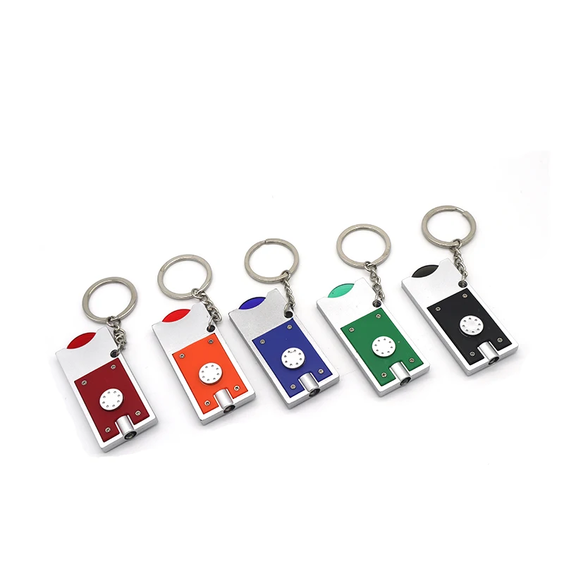 Customized Logo Mini LED Keychain Light with Coin Holder Promotional Keychain